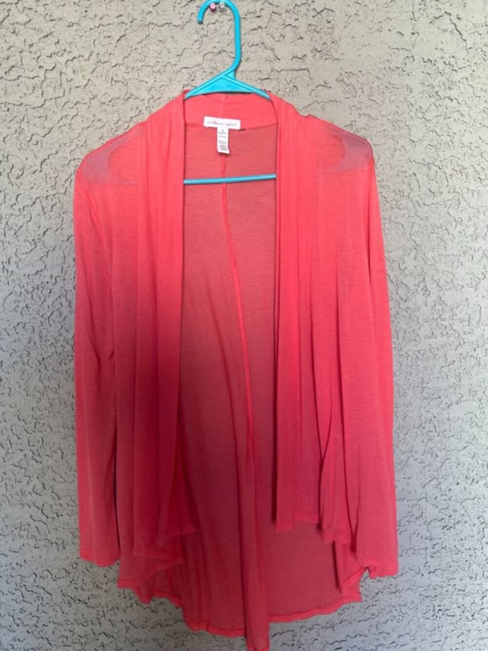 Coral Draped Open-Front Cardigan